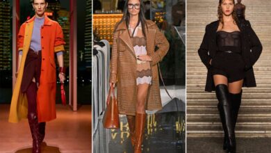 Photo of Высокие сапоги с юбками и платьями: как носить, чтобы ноги казались длиннее